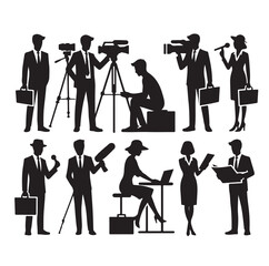 Obraz premium Vector set of reporters illustration