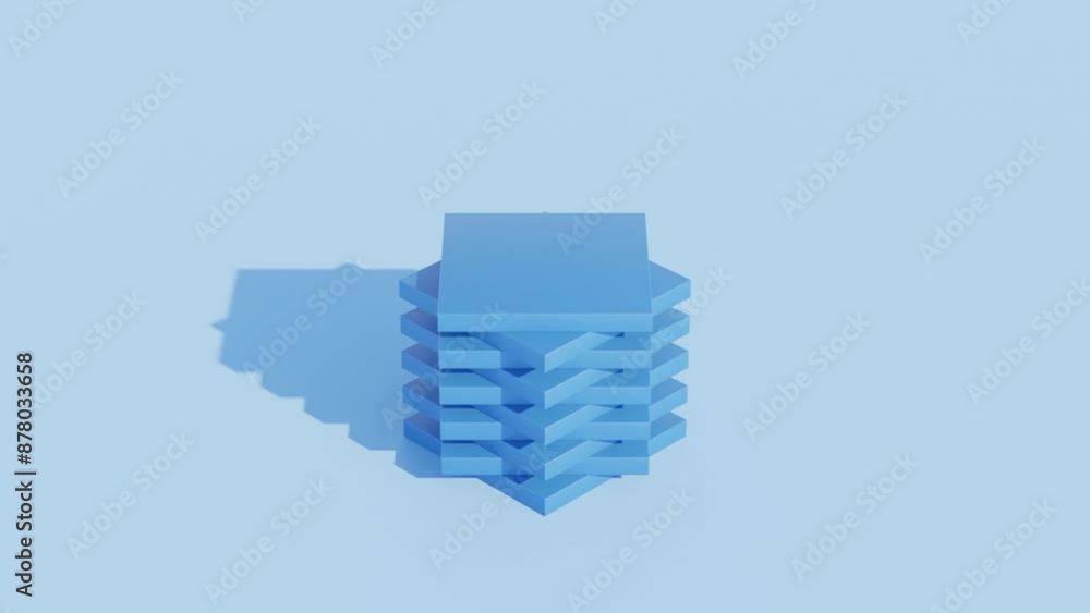 Aufkleber dynamic square layesr formation in motion: looping 3d animation with abstract geometric design