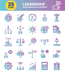 Leadership flat gradient Editable Icons set. Vector illustration in modern flat gradient style of management icons: leader, achievement, start up, responsibility, and more.