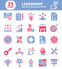 Leadership flat Editable Icons set. Vector illustration in modern flat style of management icons: leader, goal, teamwork, responsibility, and more.