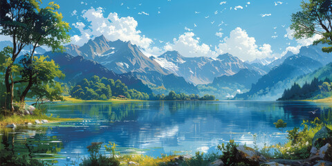 草原と空と流れる雲