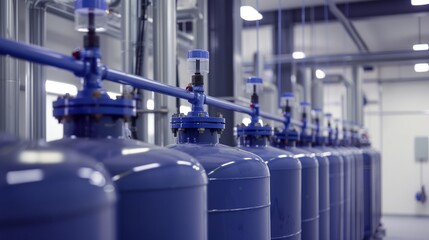 Industrial water treatment facility showcasing automated processes for waste water filtration and purification, ensuring clean and safe water.