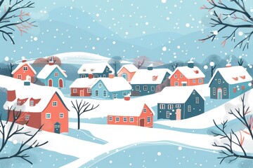 Fototapeta premium Cozy Snowy Christmas Town