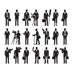 Fototapeta premium Vector set of reporters illustration