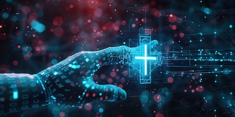 Digital Hand Interacting with a Cross Symbol