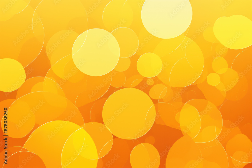 Poster golden yellow background with abstract circles of different sizes. orange and gold circles with soft