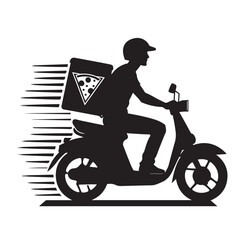 Fototapeta premium silhouette illustrations of male motorcycle pizza delivery men