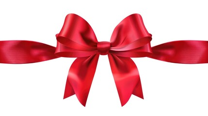 Fototapeta premium Bow And Ribbon. Red Gift Bow and Ribbon Illustration for Christmas and Birthday Decorations
