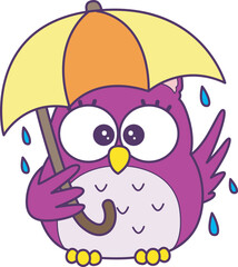 Sticker of violet owl daily activities.
Emoticon of cute owl in daily life.
Cute owl carrying umbrella in the raining.