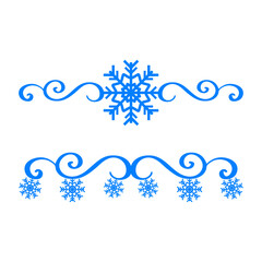 Tiempo de Navidad. Logo con copo de nieve con línea de decoración de caligrafía como marco para tarjetas y felicitaciones  © teracreonte