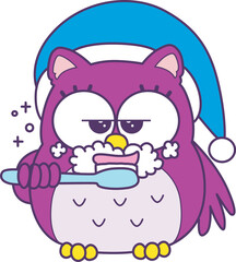 Sticker of violet owl daily activities.
Emoticon of cute owl in daily life.
Cute owl brush it theeth.