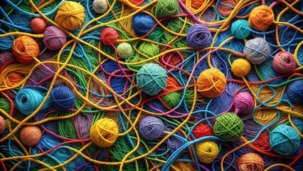 Vibrant cartoon illustration depicting threads transforming from chaotic mess to organized clarity, symbolizing guided mentorship and illuminating insightful understanding.