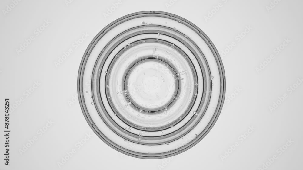 Poster transparent liquid drop with little air bubbles inside on a white background. abstract 3d animation 