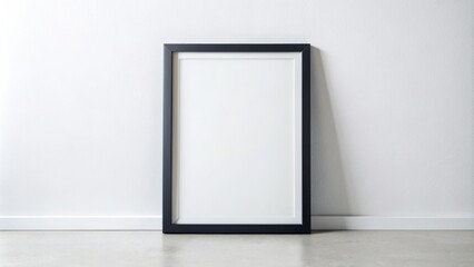 Modern black frame mockup in various sizes including 5x7, 50x70, A4, A3, A2, A1, clean, minimalist, bright, portrait, vertical layout.