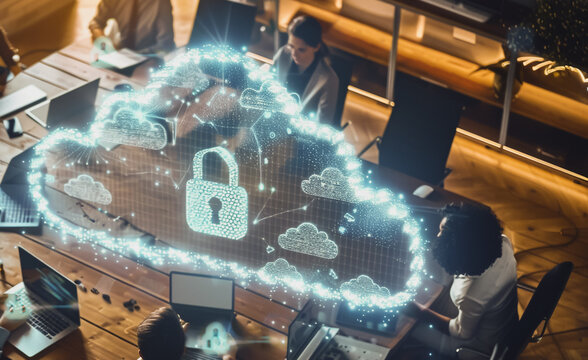 A professional cyber security team is meeting and planning work on securing the network and data on the cloud