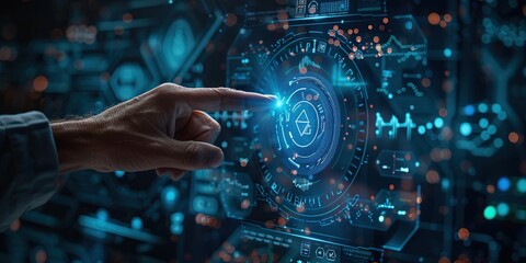 Hand Interacting with Futuristic Interface