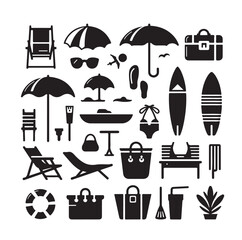 Fototapeta premium beach equipment set vector illustration
