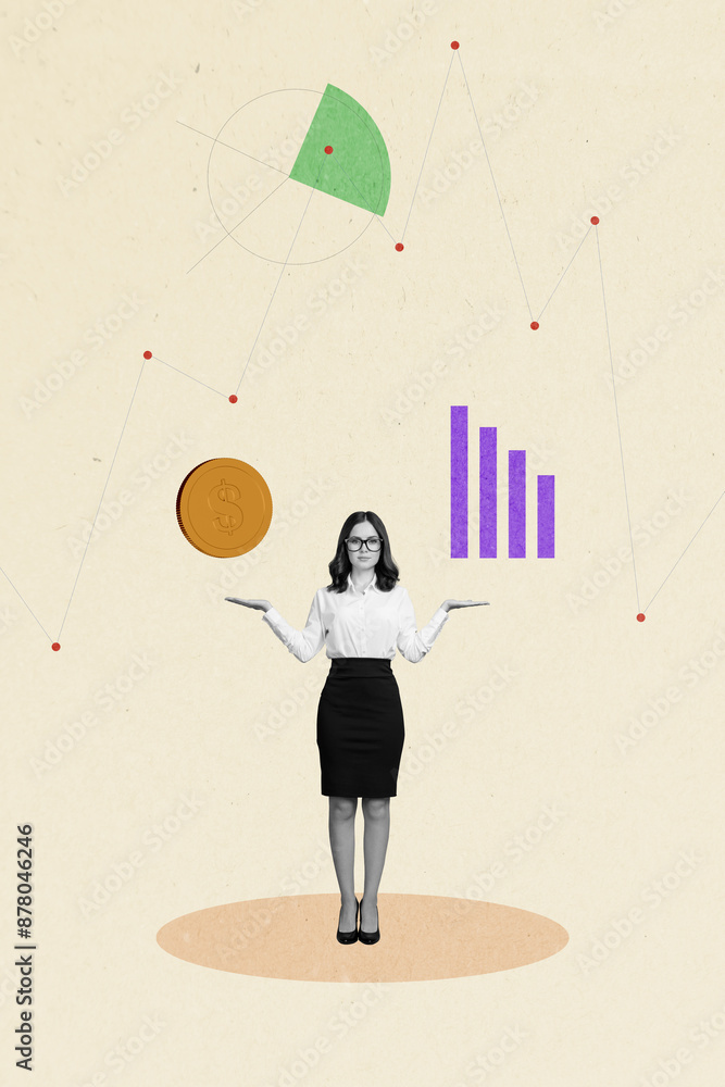 Aufkleber sketch image composite trend artwork photo collage of stats graphics analyzing result project worksp