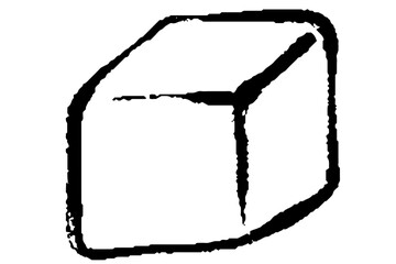 筆タッチの角砂糖の線画イラスト