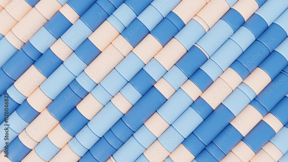 Aufkleber abstract 3d animation of cylinders changing height in blue, cyan, and peach colors for modern geomet