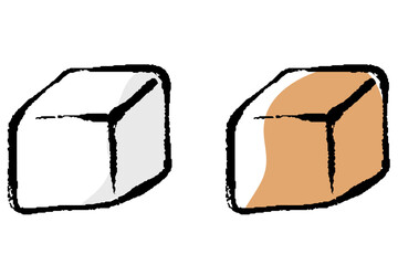 筆タッチの角砂糖のイラスト