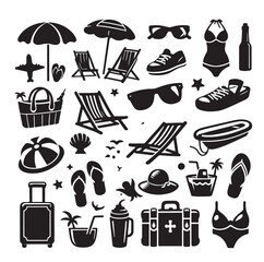 beach equipment set vector illustration