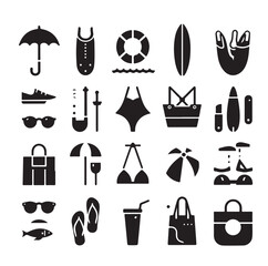 beach equipment set vector illustration