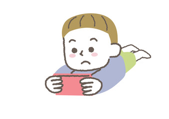 ずっとゲームをしている子供のイラスト