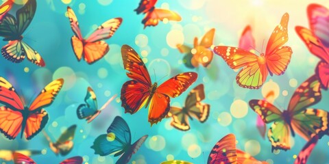 Butterflies in Flight on a Sunny Day
