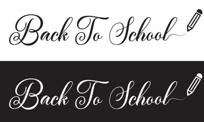 Back to school concept lettering black and white colors vector illustration. EPS 10