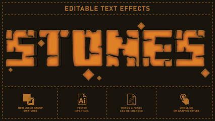 Stones editable text effects, vector eps files, one click.