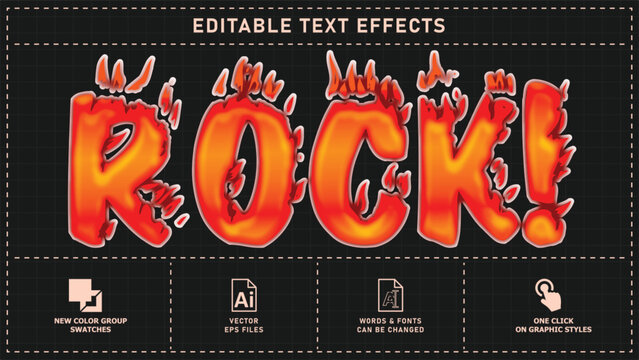 Rock editbale text effects, vector eps files, one click.