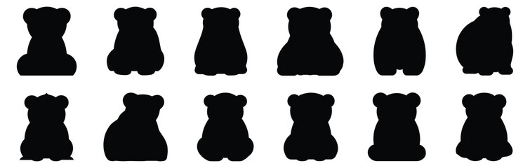 Polar bear silhouette set vector design big pack of illustration and icon