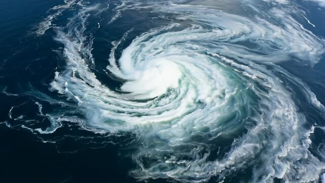 Mesmerizing sea vortex resembling Bermuda Triangle, aerial view