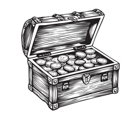 Pirate chest full of treasures of gold coins © BigJoy