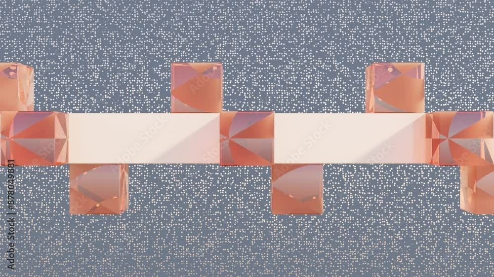 Aufkleber abstract 3d animation of transparent cubes rolling around column on dark background for modern geome