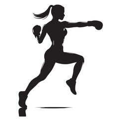 silhouette of a boxing woman