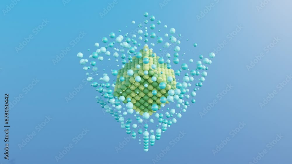 Aufkleber abstract 3d cube composed of smaller elements with transforming surface: animation background, geome