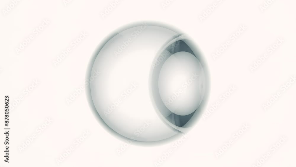 Poster transparent ball with little ball inside on a white background. abstract 3d animation for science an