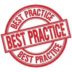 BEST PRACTICE written word on red stamp sign