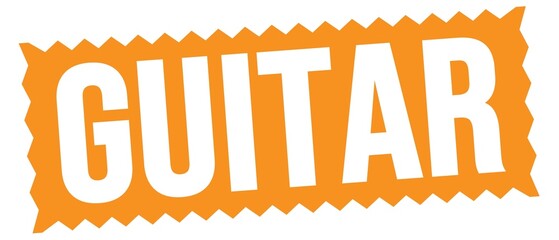 GUITAR text written on orange stamp sign.