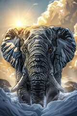 Majestic Elephant Portrait in the Golden Savannah