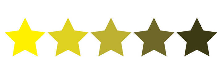 Star icon. Vector yellow isolated five stars. Customer feedback concept. Vector 5 stars rating review. Quality shape designPrint