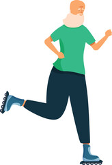 Elderly man is roller skating, demonstrating the concept of staying active and fit in old age