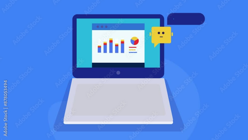 Poster ai chatbot assistant display predictive sales report data and future market forecast, financial inve