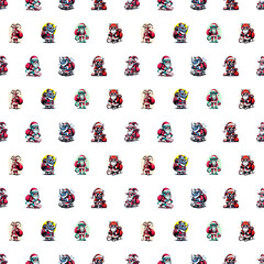 Animal santa tile background
