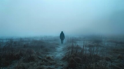 平野に立つ人影