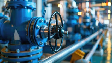 Valve control in water pump station with tanks and sprinkler system in industrial setting