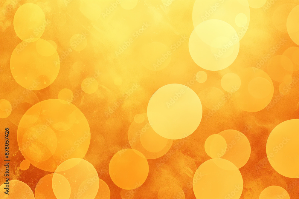 Poster golden yellow background with abstract circles of different sizes as bokeh effect