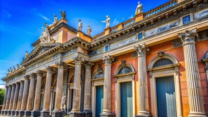 Fototapeta premium Summer vacation in Naples Italy, iconic architecture and monument museum facades dominate the historic cityscape on a sunny day.